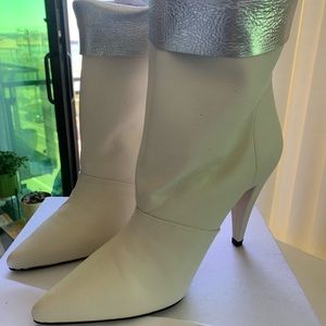 Iro Ecru & Silver Avina Foldover Heel Boots 37 New